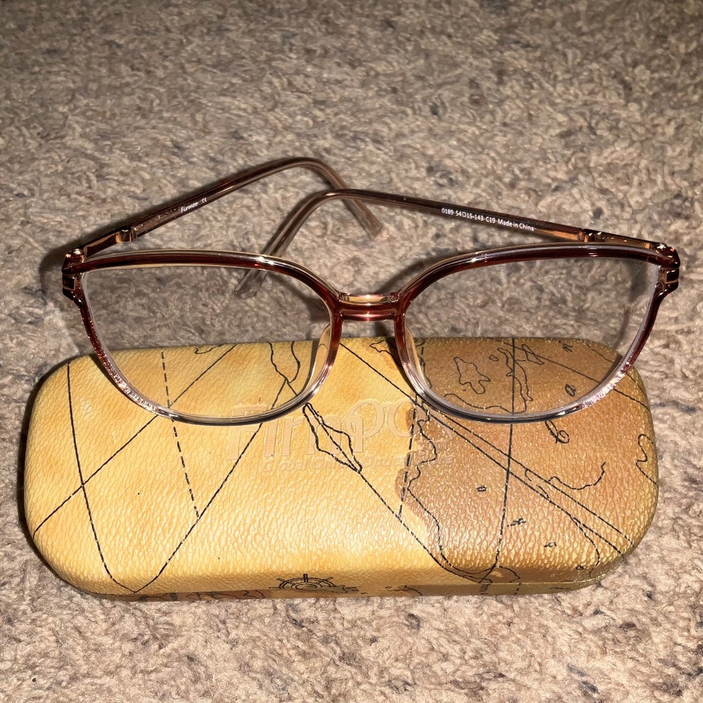 Pink Bling Bling Prescription Eyeglasses and cute Eyeglass Case